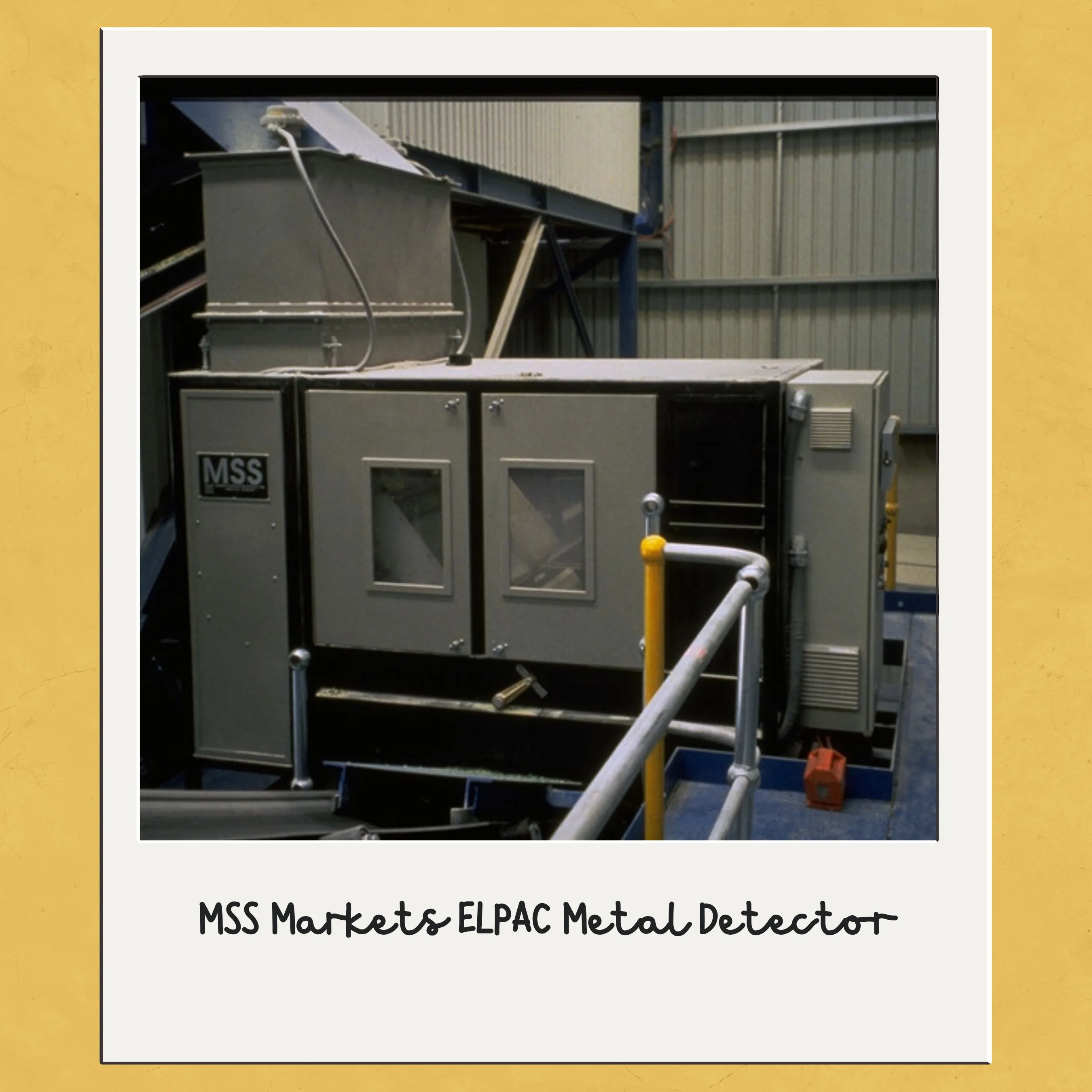 A photo of how • MSS developed the first induction based metal detector with air ejectors and started marketing them under the ELPAC™ brand name. The ELPAC™ is a featured U.S Office of Industrial Technology invention Success Story.