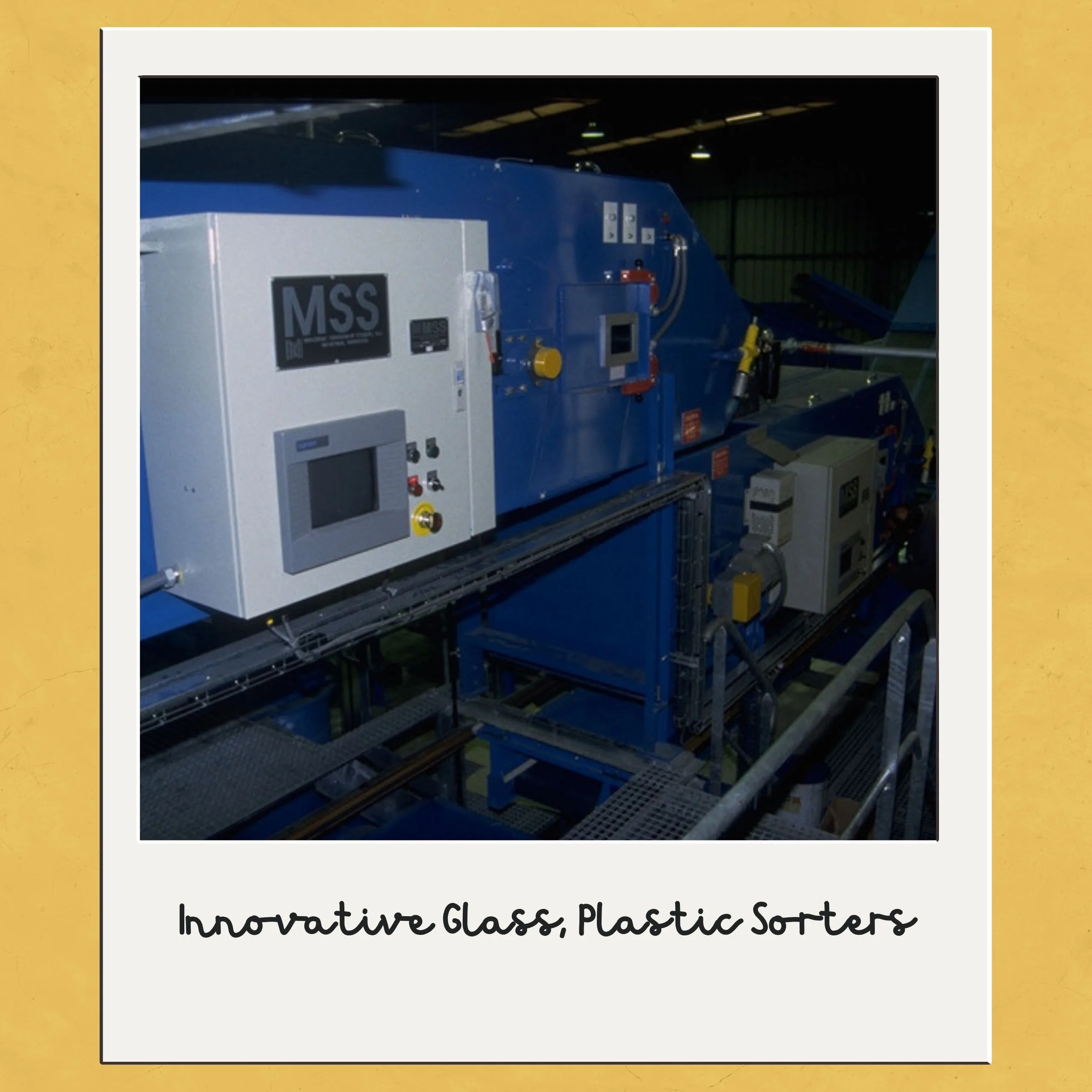 A photo of Introduction of the Glass ColorSort™, an optical sorter to separate glass cullet by color. Design of the Binary BottleSort™, the first NIR + Color mass sorting machine for plastic bottles.