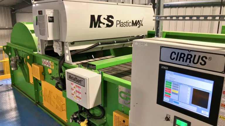 Closeup of Green PlasticMax Optical Sorter unit.